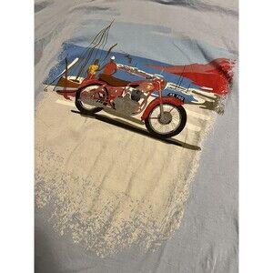 RARE Royal Enfield Motorcycles RE 700 Beach T-Shirt XL Blue India England Biker